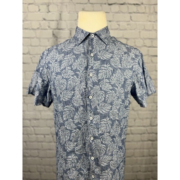 Rodd & Gunn 100%Linen Short Sleeve Button Up Shirt Men M Sports Fit Blue Floral - Picture 2 of 7